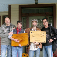 Talking Board Collectors Bob Murch, Mike Buchner, Brandon Hodge, and Andrew Vespia, at the former home of Charles Kennard, Chestertown, Maryland. 