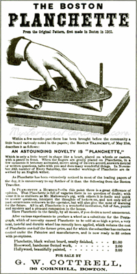 Early G.W. Cottrell Ad for Boston Planchettes, 1860s